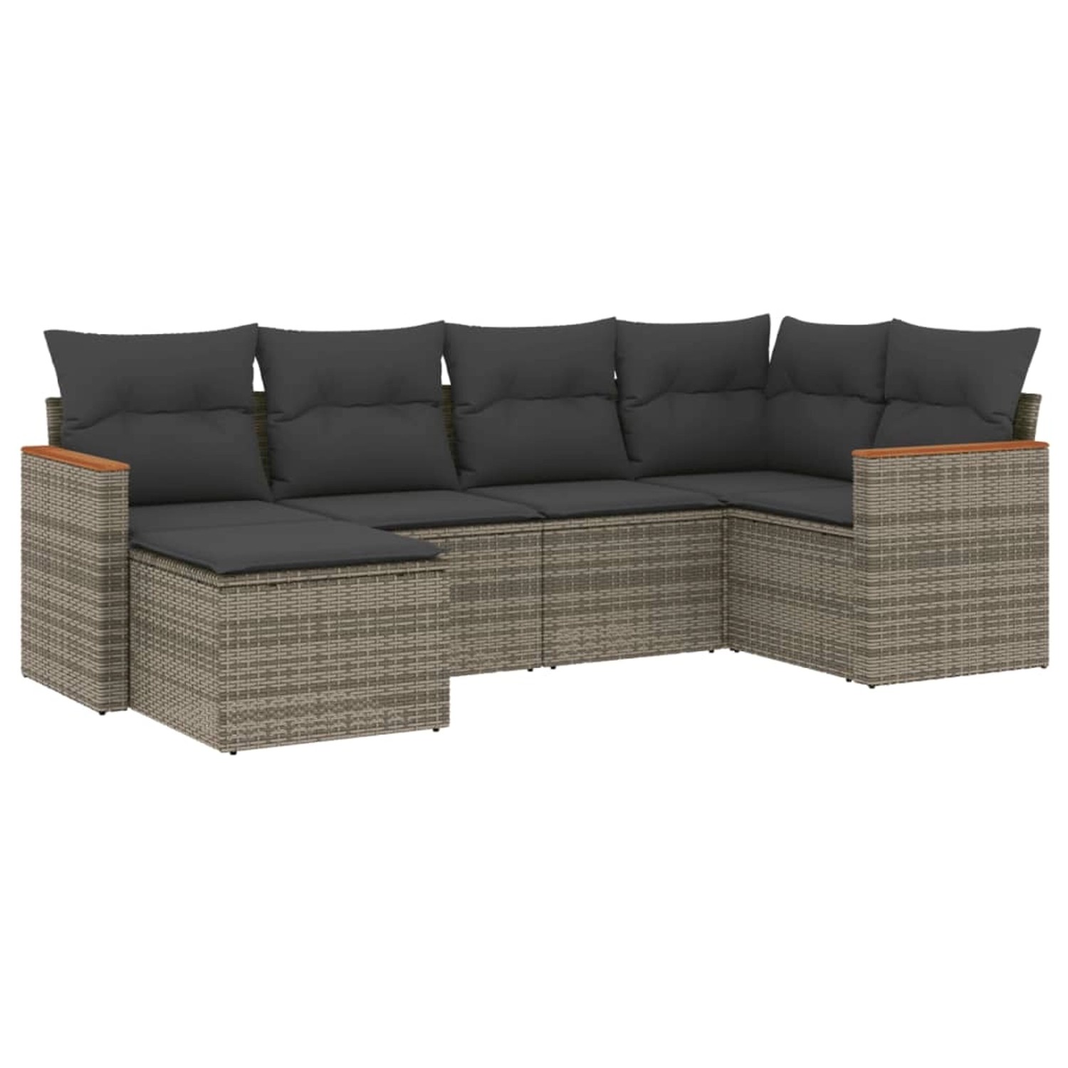 vidaXL 6-Tlg Garten-Sofagarnitur mit Kissen Grau Poly Rattan 3226179 günstig online kaufen