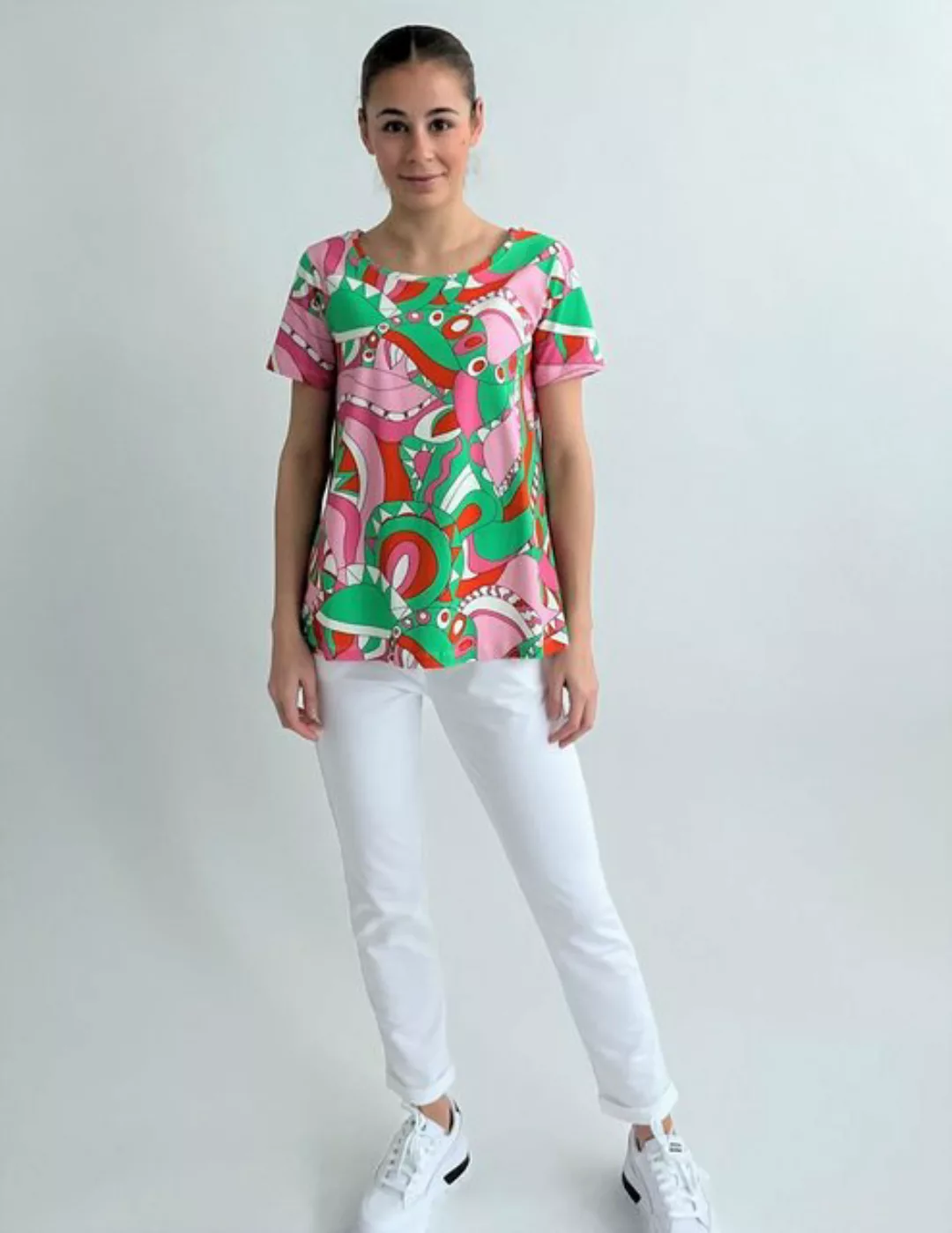 Zuckerwatte Print-Shirt Alloverprint aus 100% Baumwolle A-Linie günstig online kaufen