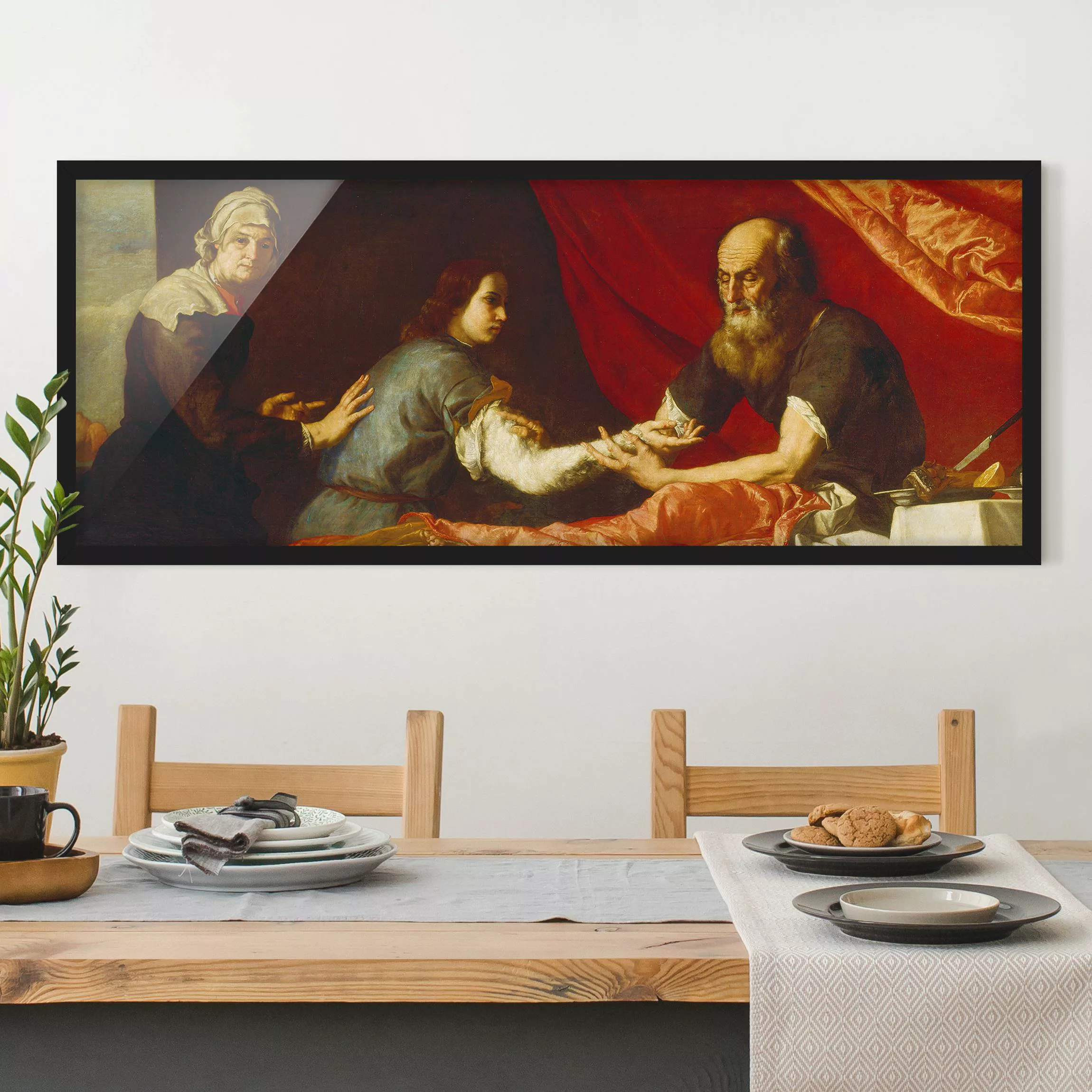 Bild mit Rahmen Kunstdruck - Panorama Jusepe de Ribera - Isaac und Jakob günstig online kaufen
