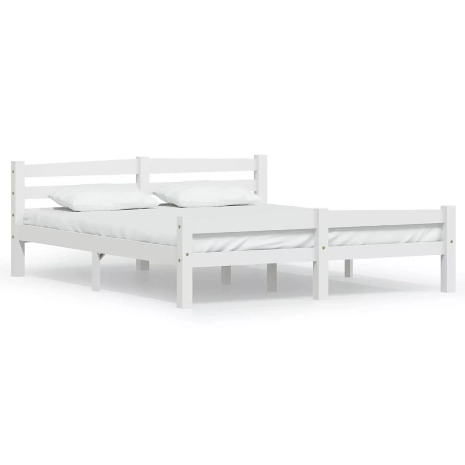 vidaXL Bettgestell Massivholzbett Weiß Kiefer 160x200 cm Doppelbett Bett Be günstig online kaufen