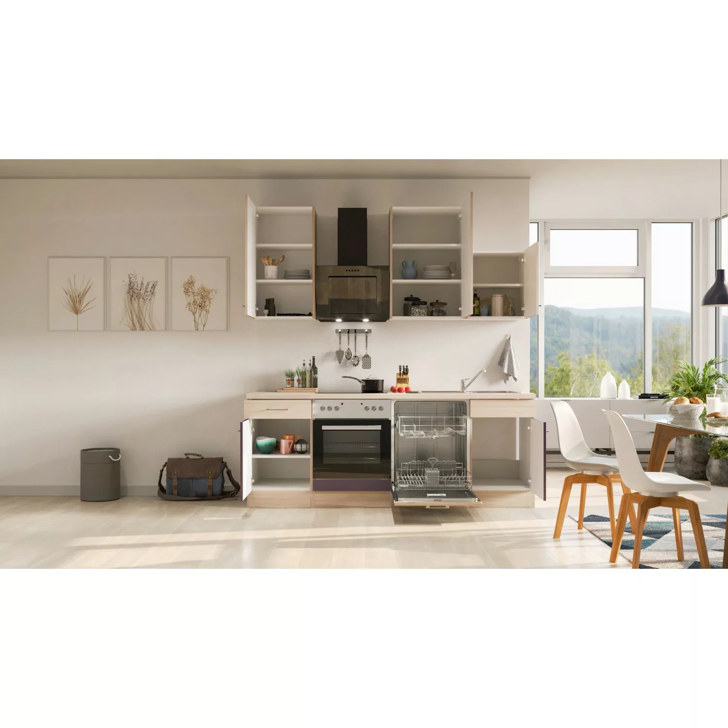 Flex-Well Küche "Portland", mit E-Geräten, Breite 220 cm, in vielen Farbvar günstig online kaufen