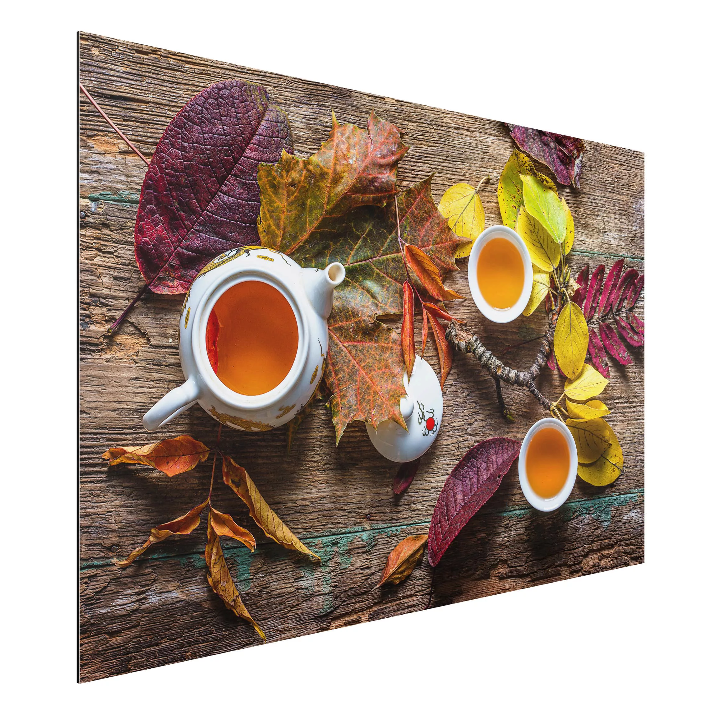 Alu-Dibond Bild Küche - Querformat 3:2 Tee im September günstig online kaufen