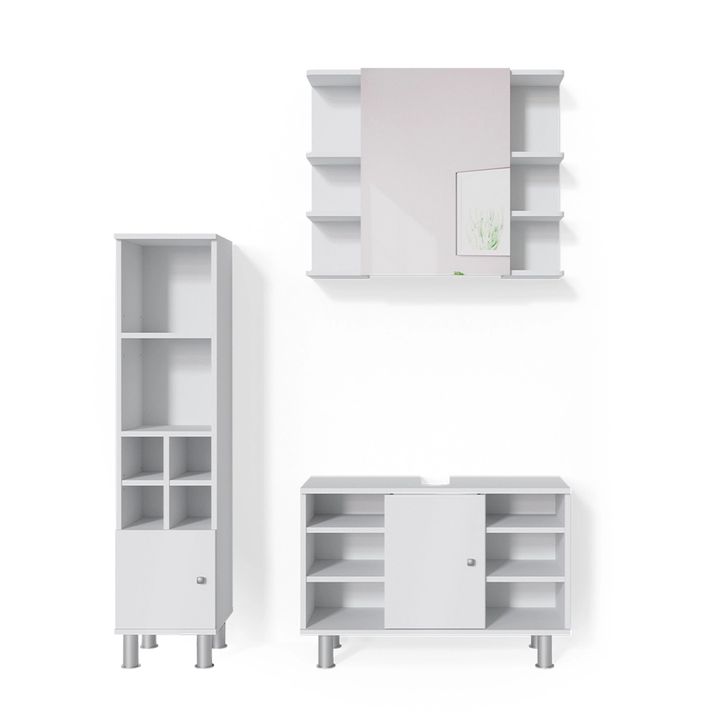 Vicco Badmöbel-Set Fynn, Weiß, 3 Teile, günstig online kaufen