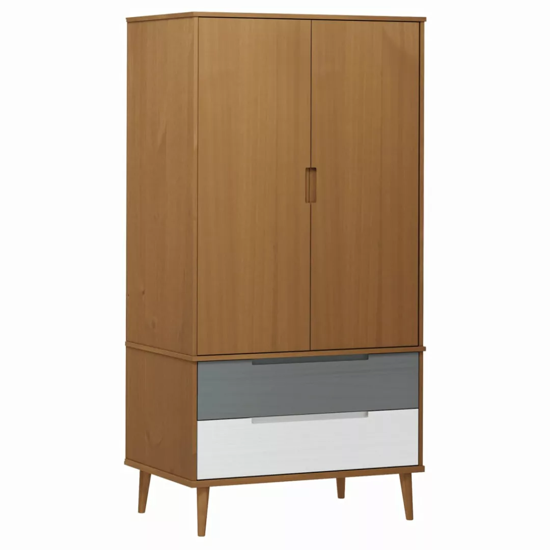 Vidaxl Kleiderschrank Braun 90x55x175 Cm Massivholz Kiefer günstig online kaufen