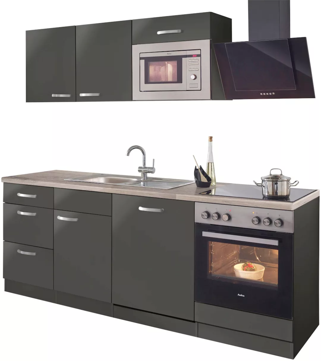 wiho Küchen Küchenzeile "Kansas", mit E-Geräten, Breite 220 cm günstig online kaufen
