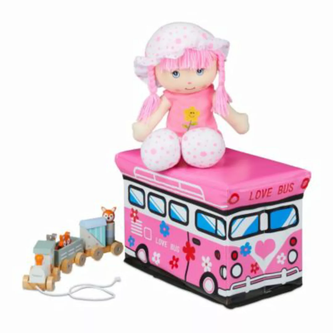 relaxdays Spielzeugkiste faltbar mit Deckel rosa günstig online kaufen