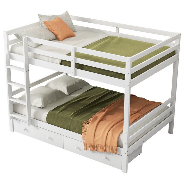 Flieks Etagenbett, Massivholz Kinderbett Doppelbett 140x200cm mit 2 Schubla günstig online kaufen