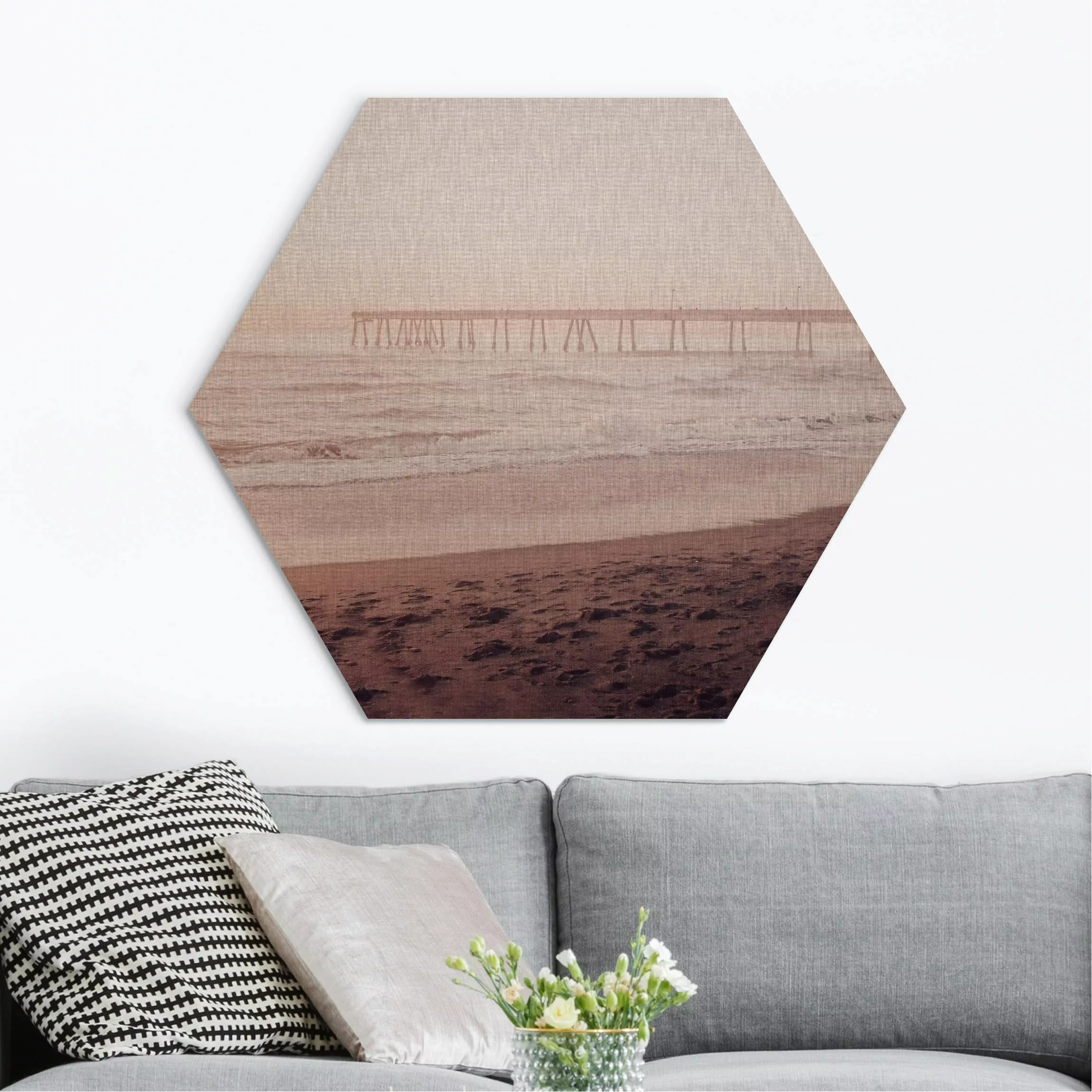 Hexagon-Alu-Dibond Bild Kalifornien Halbmond Küste günstig online kaufen