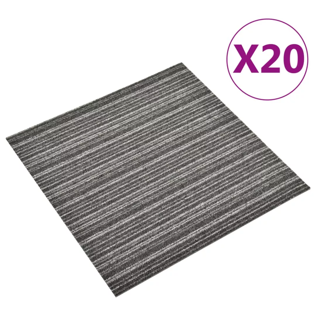 Teppichfliesen 20 Stk. 5 M² 50x50 Cm Gestreift Anthrazit günstig online kaufen