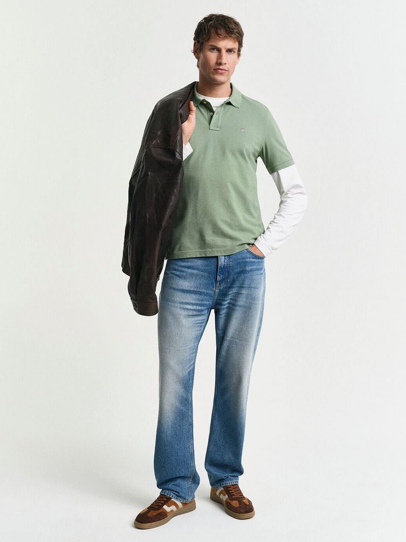 Gant Shield Piqué Poloshirt Grün - Größe XXL günstig online kaufen