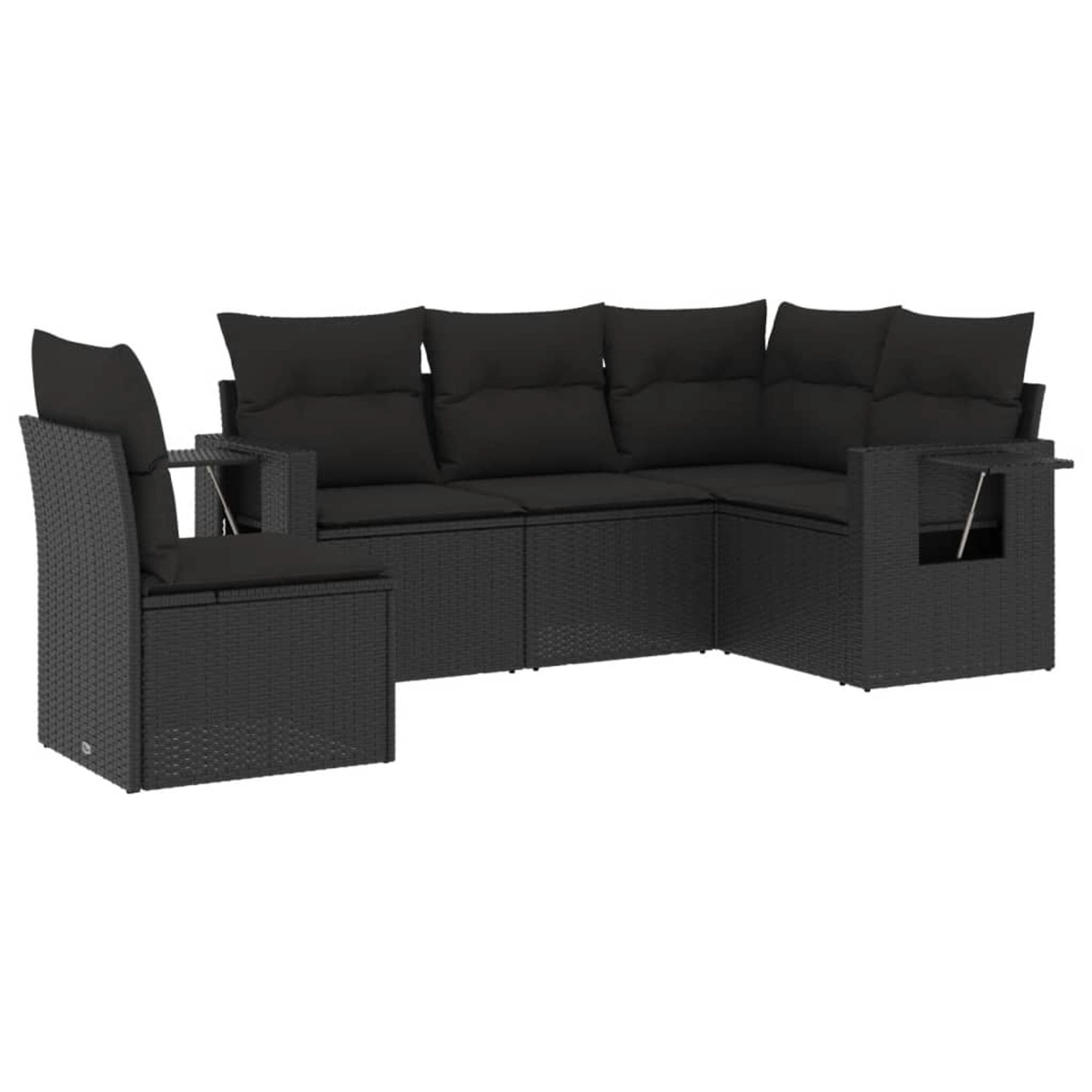 vidaXL 5-Tlg Garten-Sofagarnitur mit Kissen Schwarz Poly Rattan 3252502 günstig online kaufen