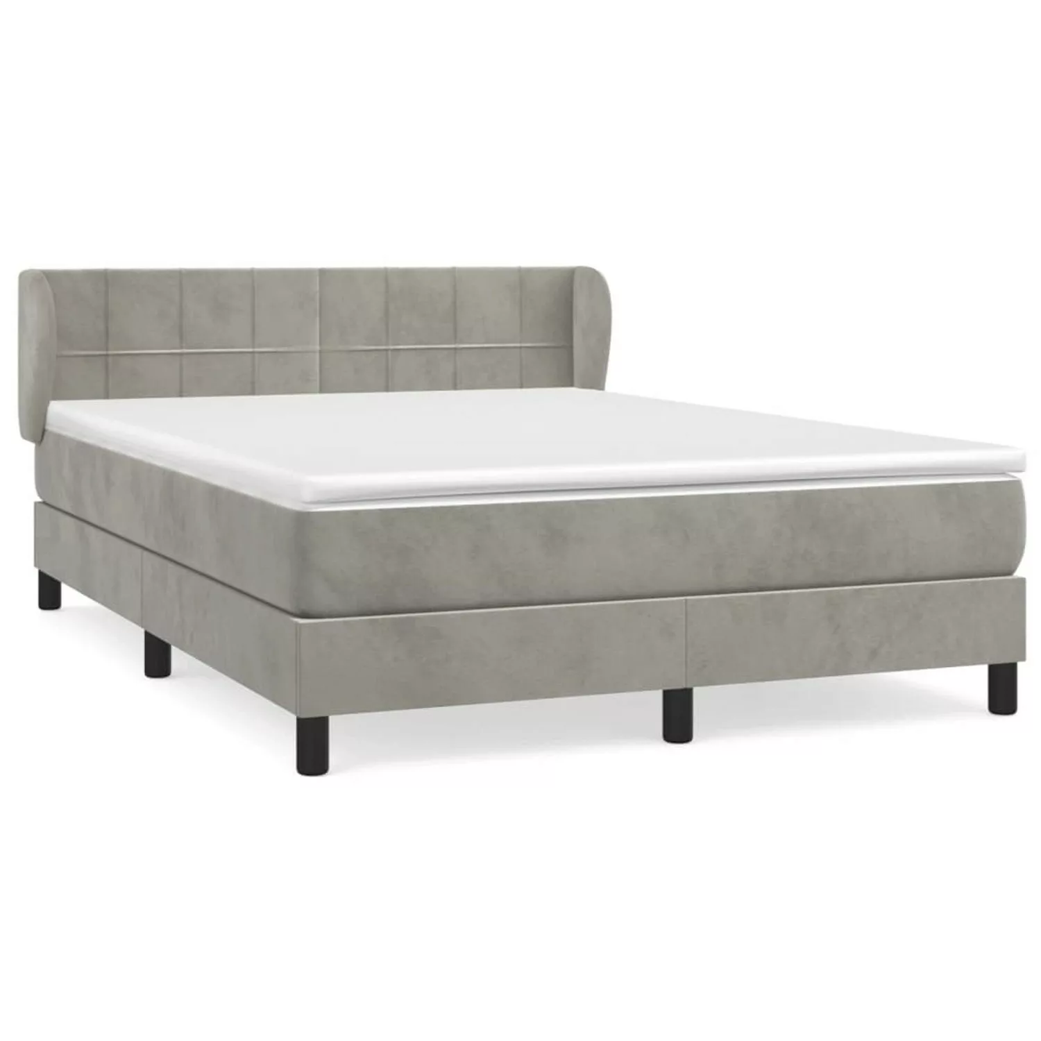 vidaXL Boxspringbett mit Matratze Hellgrau 140x190 cm Samt1371166 günstig online kaufen