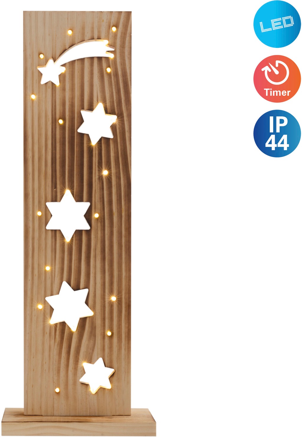 näve LED Dekoobjekt "Sterne, Weihnachtsdeko aus Holz", Holz-Stehleuchte, Hö günstig online kaufen