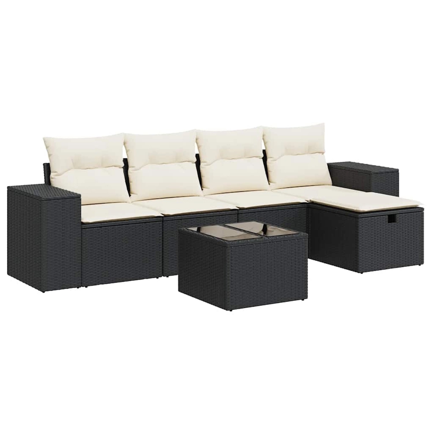 vidaXL 6-Tlg Garten-Sofagarnitur mit Kissen Schwarz Poly Rattan 3325672 günstig online kaufen