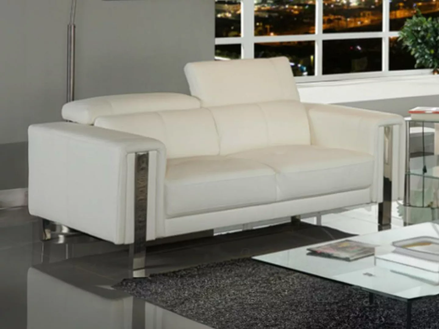 Sofa 2-Sitzer - Kunstleder - Weiß - MAROUA günstig online kaufen