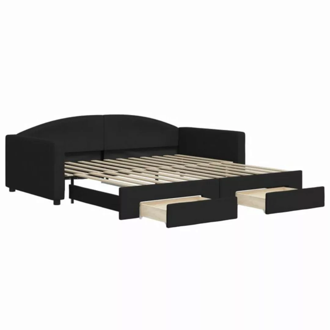 vidaXL Bett Tagesbett Ausziehbar mit Schubladen Schwarz 100x200 cm Stoff günstig online kaufen