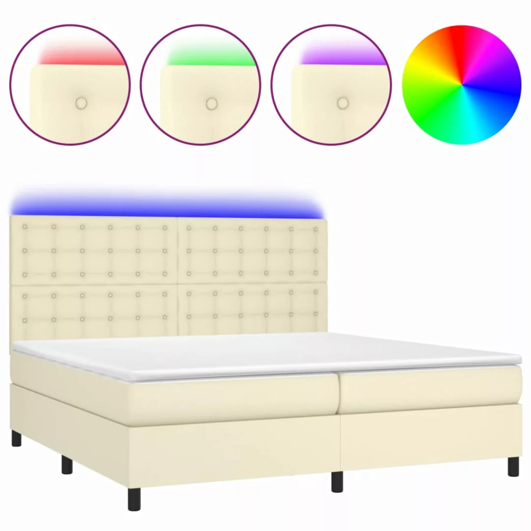 Vidaxl Boxspringbett Mit Matratze & Led Creme 200x200 Cm Kunstleder günstig online kaufen