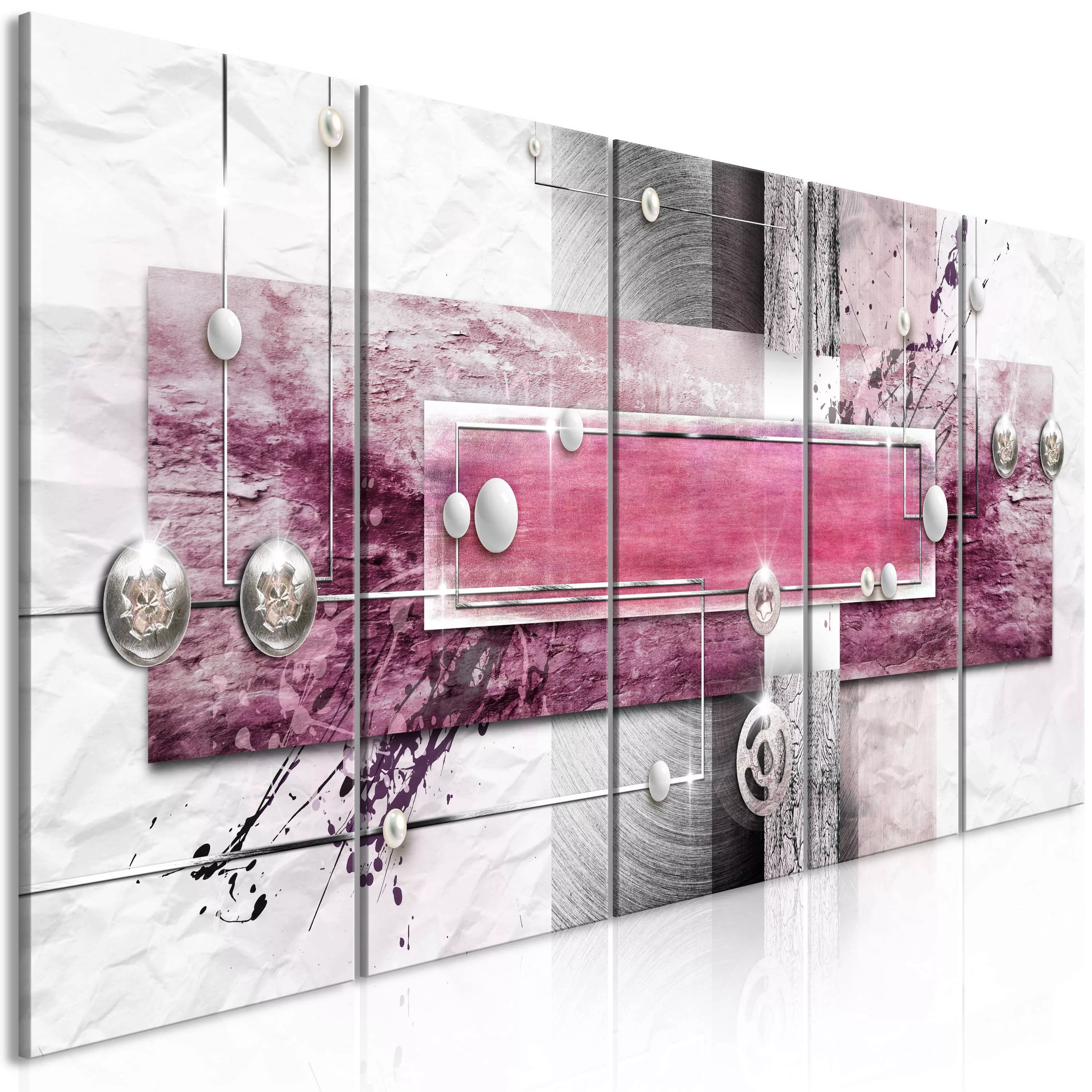 Wandbild - Mysterious Mechanism (5 Parts) Narrow Pink günstig online kaufen