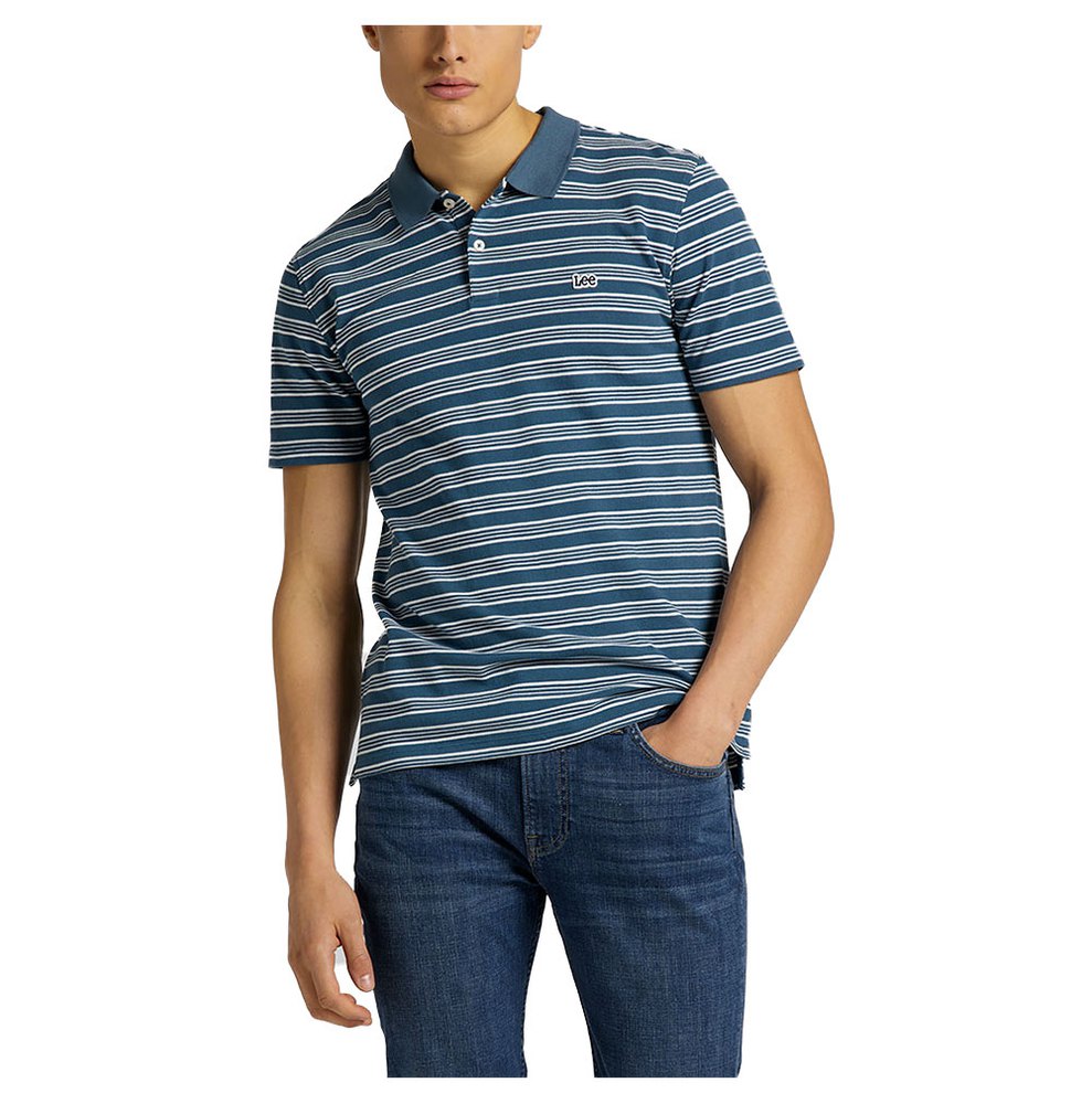 Lee Stripy Kurzarm-poloshirt XL Teal günstig online kaufen