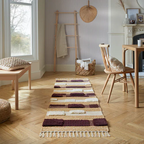 FLAIR RUGS Teppich »MEDINA BLOCKS«, rechteckig, 22 mm Höhe, Jute/-und Wollm günstig online kaufen