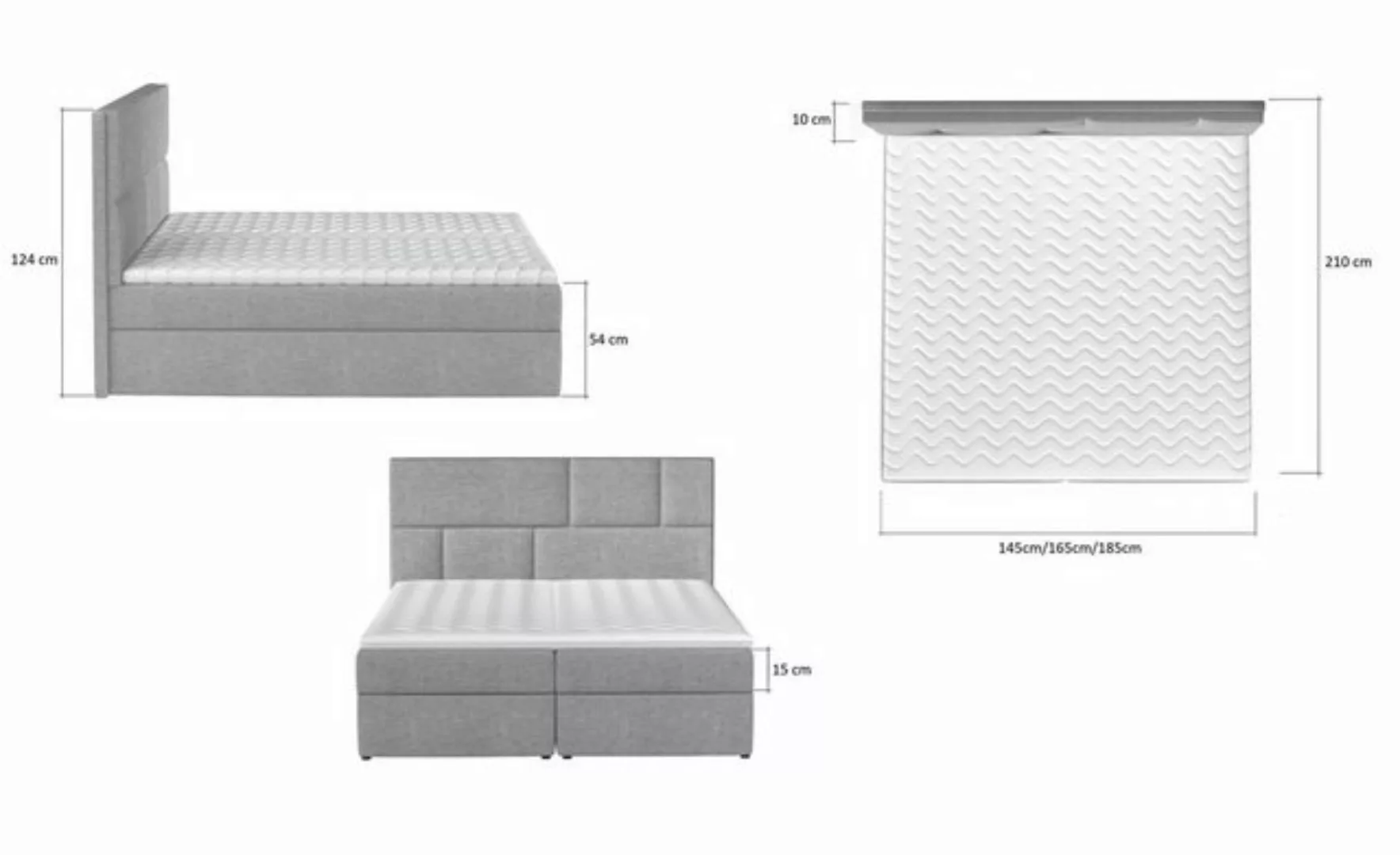 yourhouse24 Boxspringbett Florence mit 2 Bettkästen, Doppelbett mit Bonell- günstig online kaufen