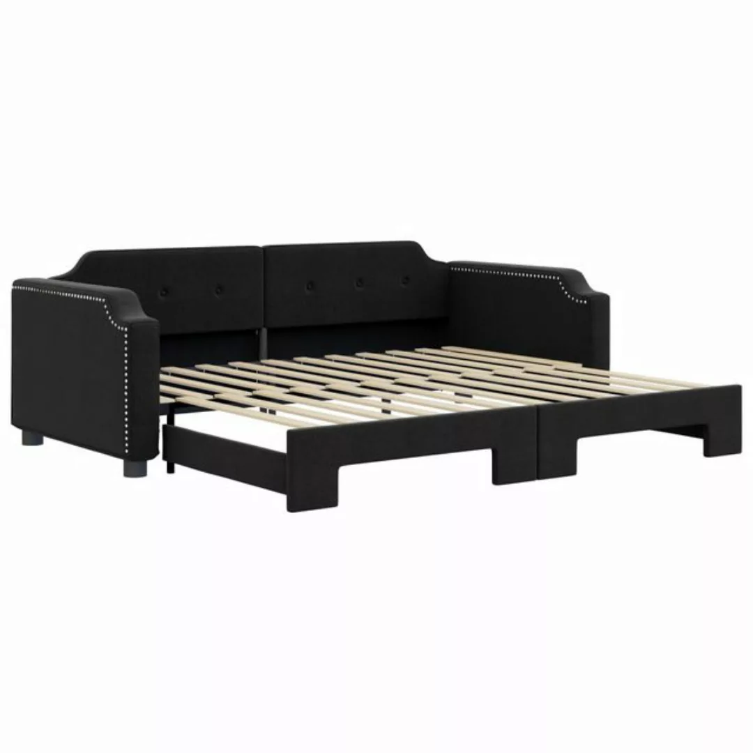 vidaXL Gästebett Gästebett Tagesbett Ausziehbar Schwarz 100x200 cm Stoff Be günstig online kaufen