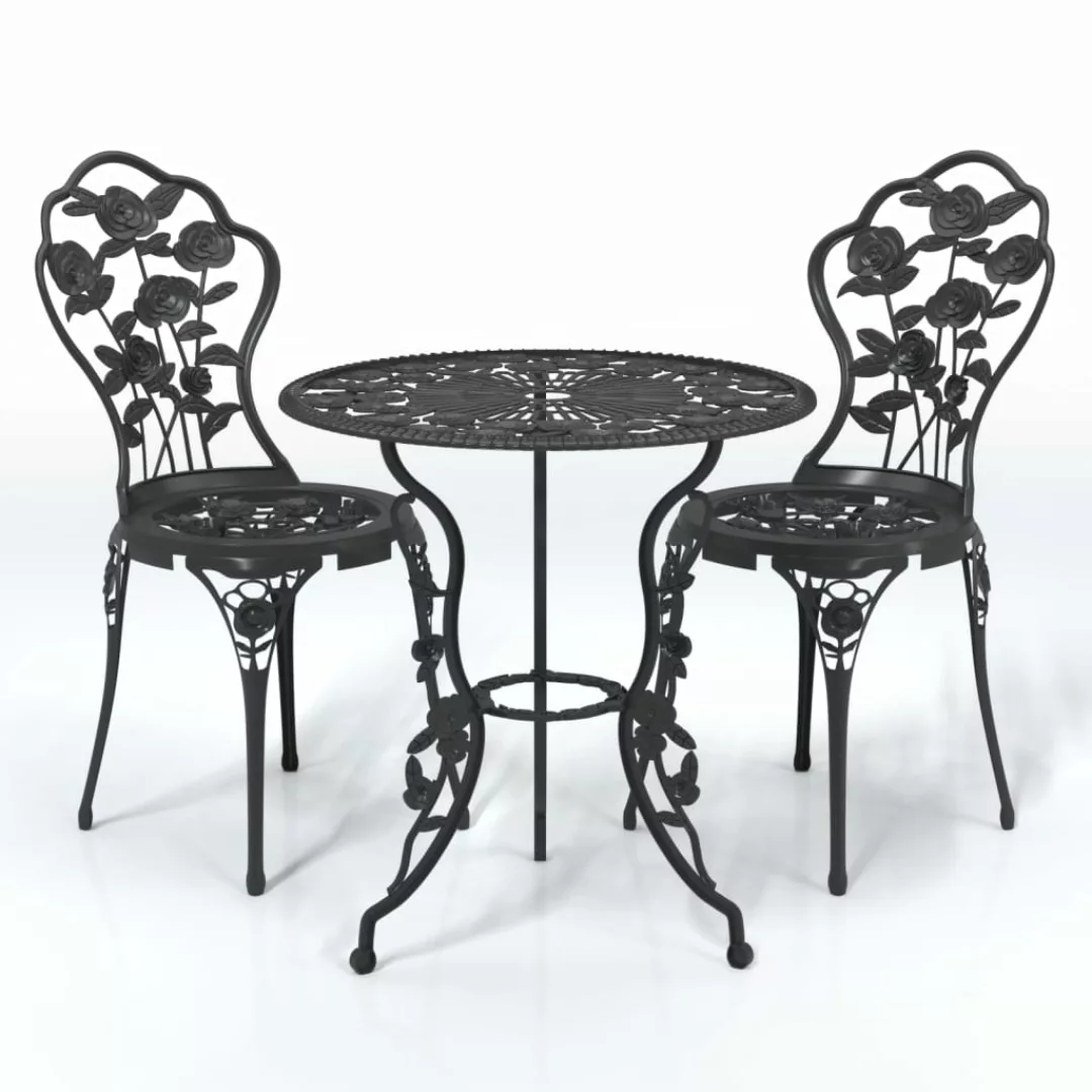 3-tlg. Bistro-set Aluminiumguss Schwarz günstig online kaufen