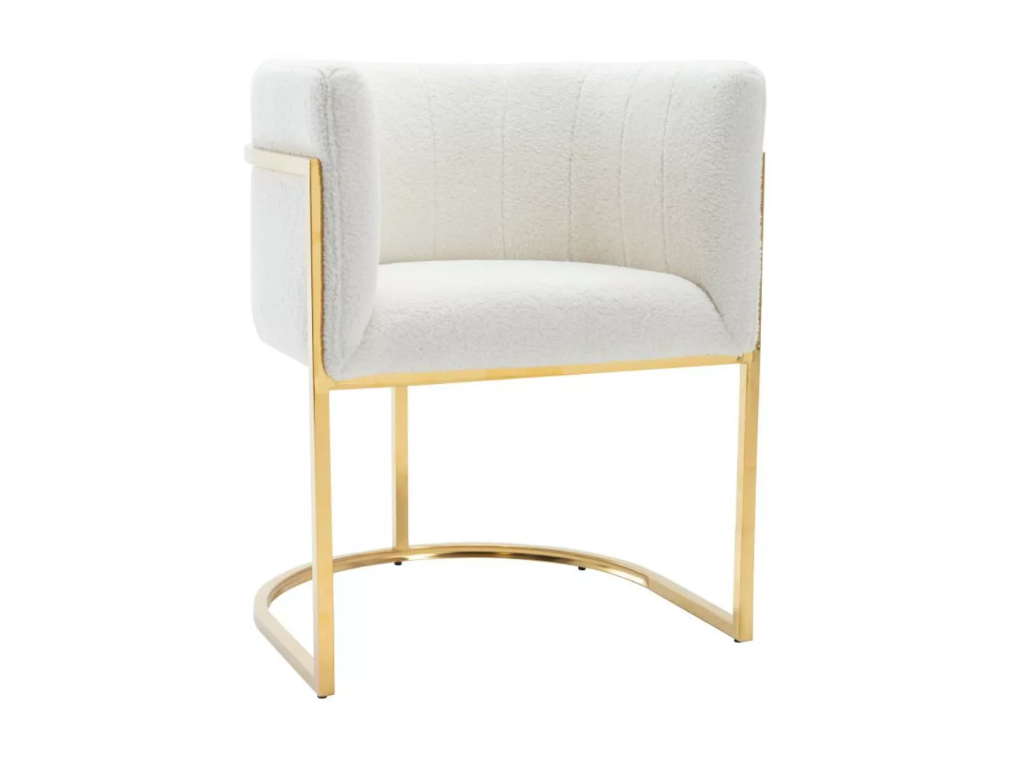 Stuhl mit Armlehnen - Bouclé-Stoff & Metall - Weiß & Goldfarben - PERIA von günstig online kaufen