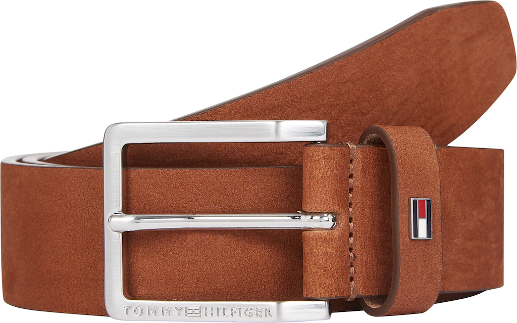 Tommy Hilfiger Ledergürtel "OLIVER NUBUCK 3.5", Metallpatch, Einfachdornsch günstig online kaufen