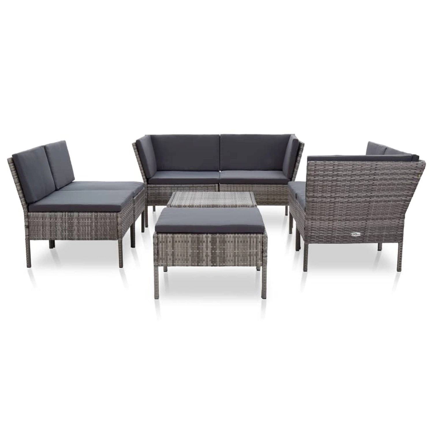 8-tlg. Garten-lounge-set Mit Auflagen Poly Rattan Grau günstig online kaufen