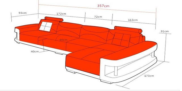 Xlmoebel Ecksofa Sofa mit Ecke und USB-Anschluss aus Leder, Wohnlandschaft günstig online kaufen