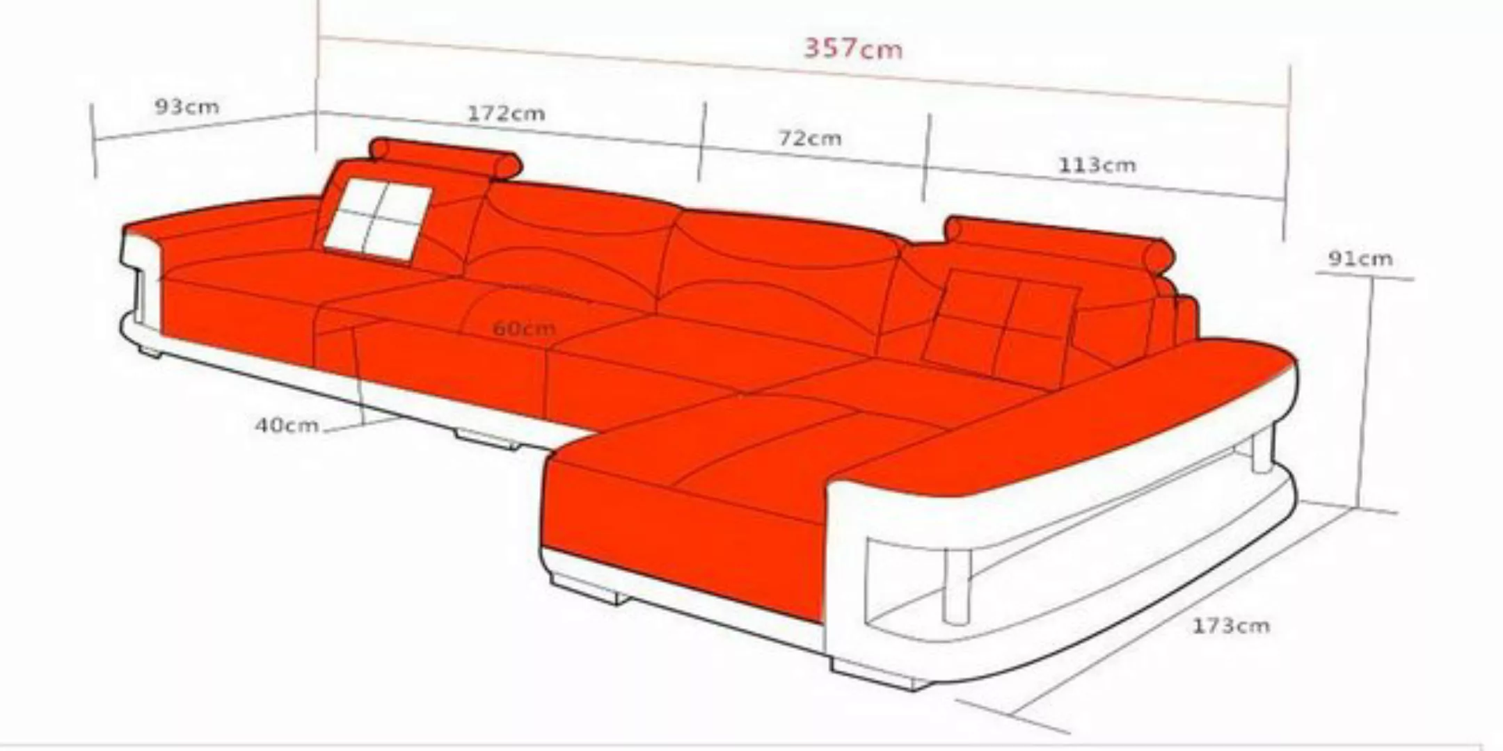 Xlmoebel Ecksofa Sofa mit Ecke und USB-Anschluss aus Leder, Wohnlandschaft günstig online kaufen