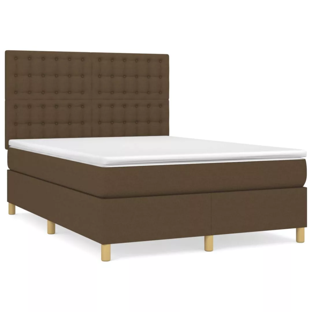 Vidaxl Boxspringbett Mit Matratze Dunkelbraun 140x200 Cm Stoff günstig online kaufen