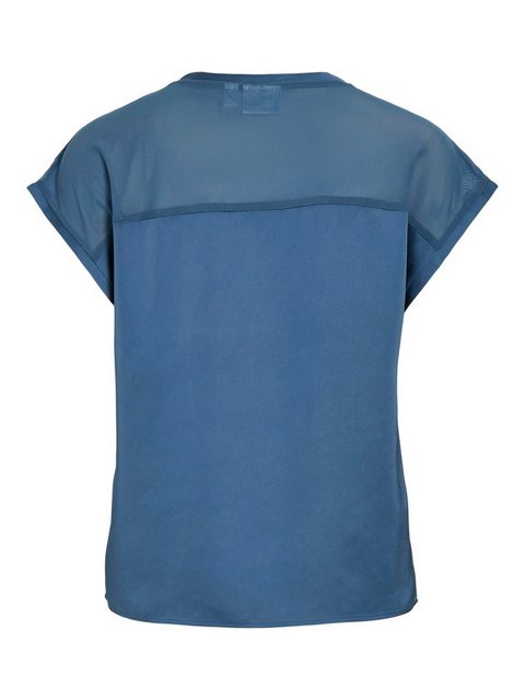 Vila Blusenshirt Top glänzendes Mesh-Oberteil Rundhals 7709 in Blau günstig online kaufen