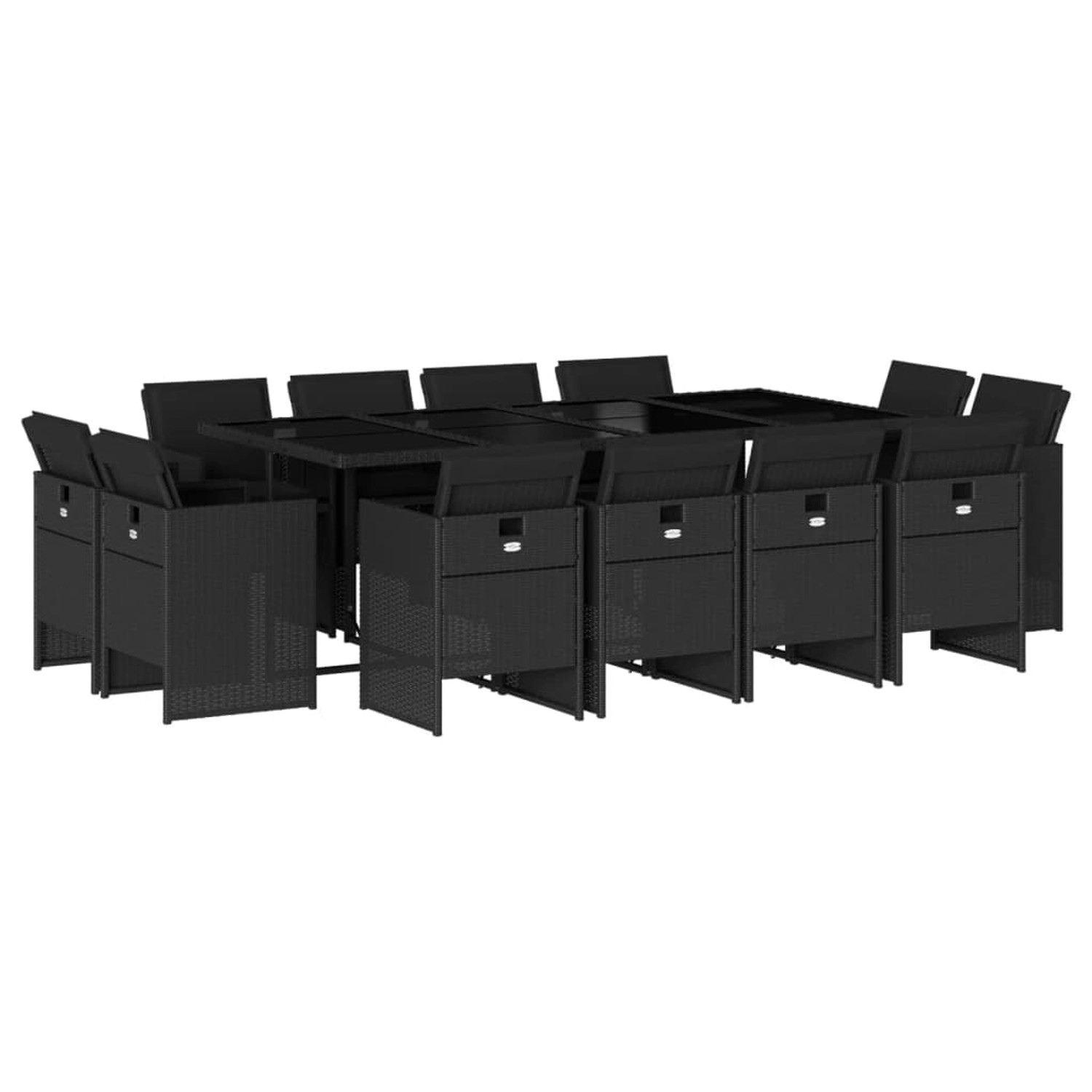 vidaXL 13-Tlg Garten-Essgruppe mit Kissen Schwarz Poly Rattan 3277806 günstig online kaufen