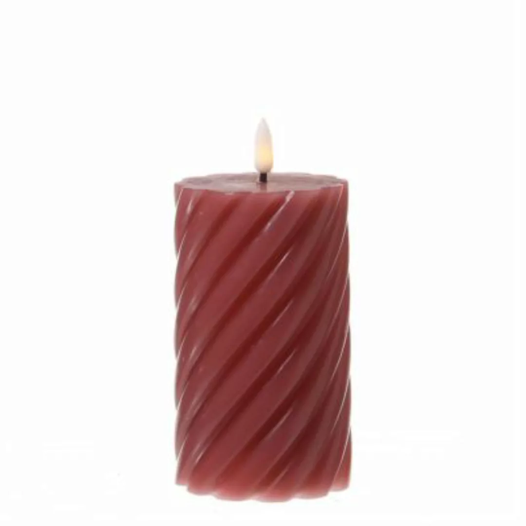MARELIDA LED Kerze SWIRL Echtwachs gedreht flackernd H: 15cm rosa günstig online kaufen