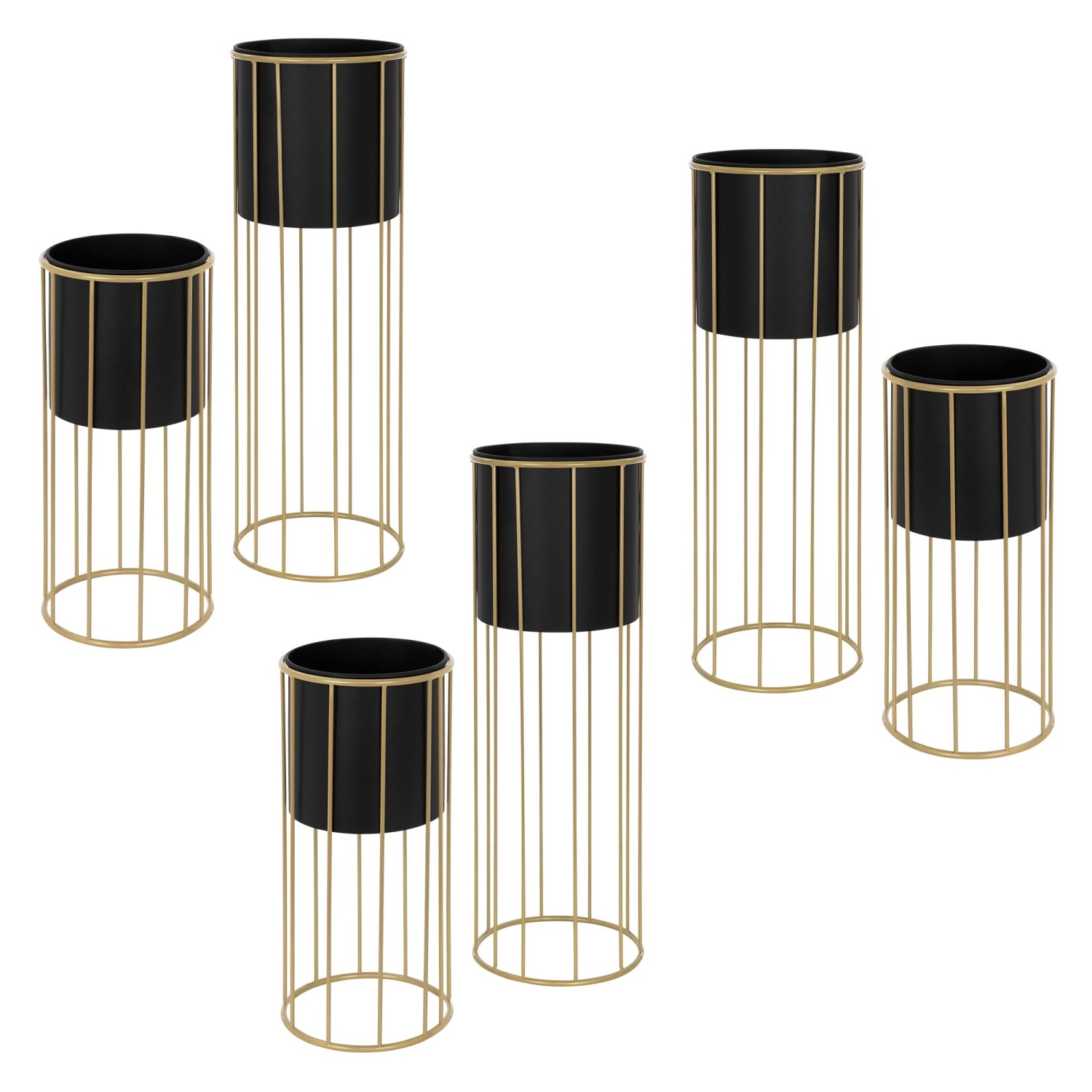 ML-Design Blumenständer 6Er Set Schwarz-Gold 21x46,7 cm 24x70,5 cm Rund Sta günstig online kaufen