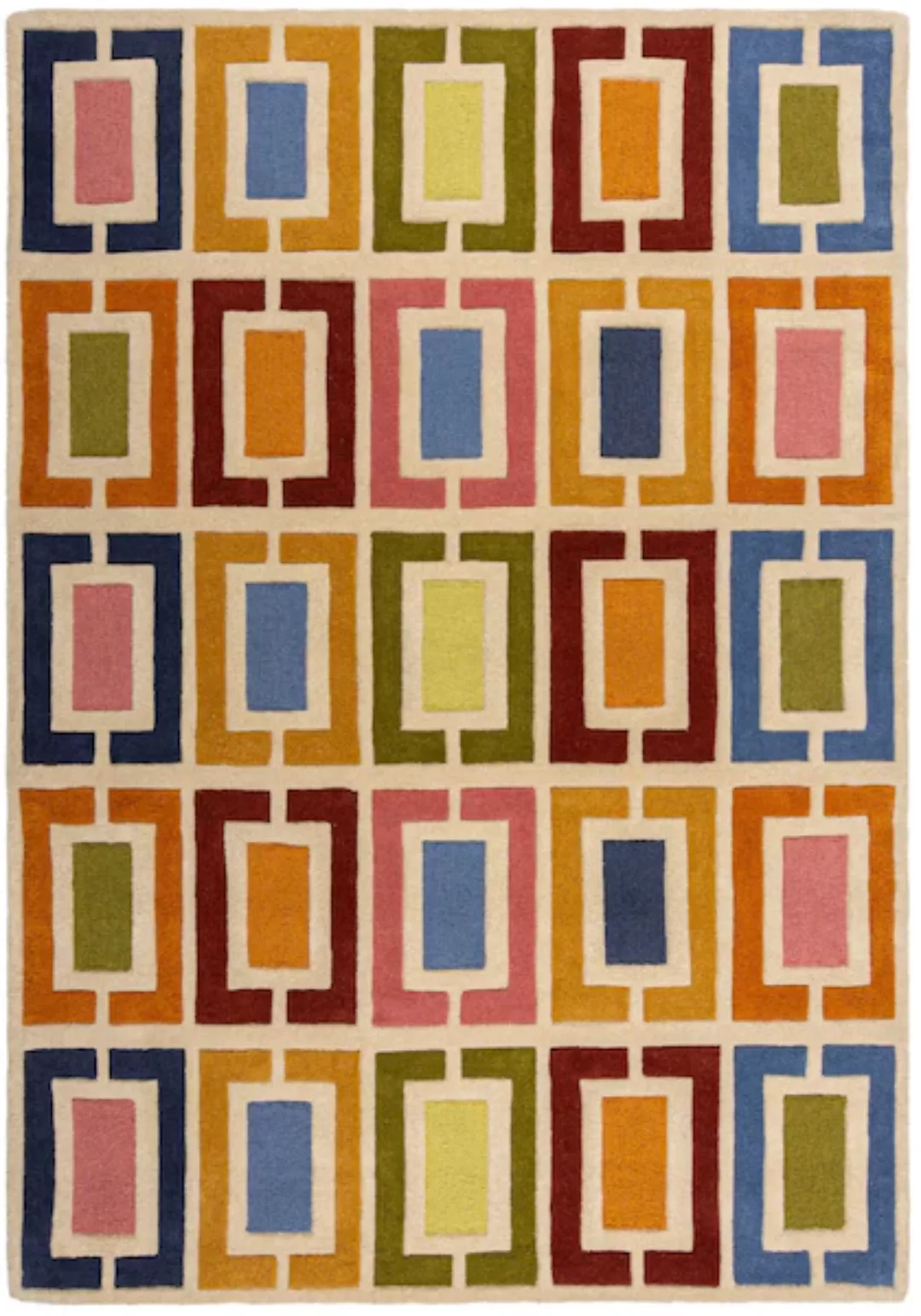 FLAIR RUGS Wollteppich »Retro Blocks«, rechteckig, 10 mm Höhe, Retro Blocks günstig online kaufen