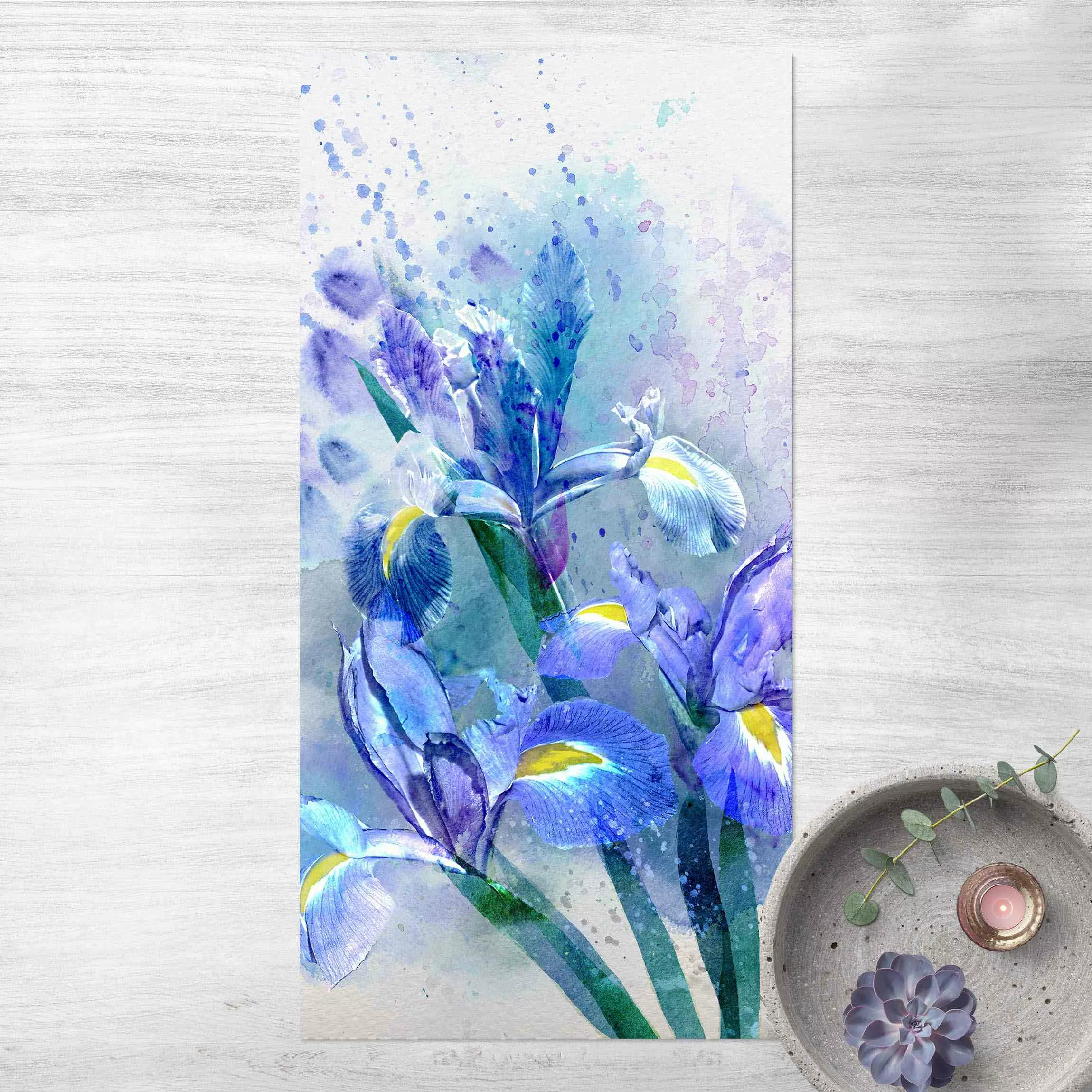 Vinyl-Teppich Aquarell Blumen Iris günstig online kaufen