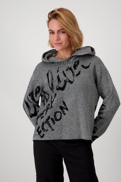 Monari Strickpullover "Pullover Jacquard Schrift", mit Kapuze günstig online kaufen