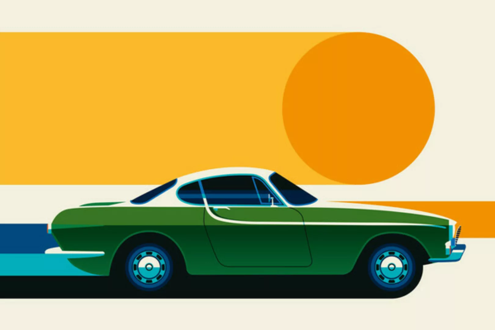 Poster / Leinwandbild - Green Vintage Sportscar #3 günstig online kaufen