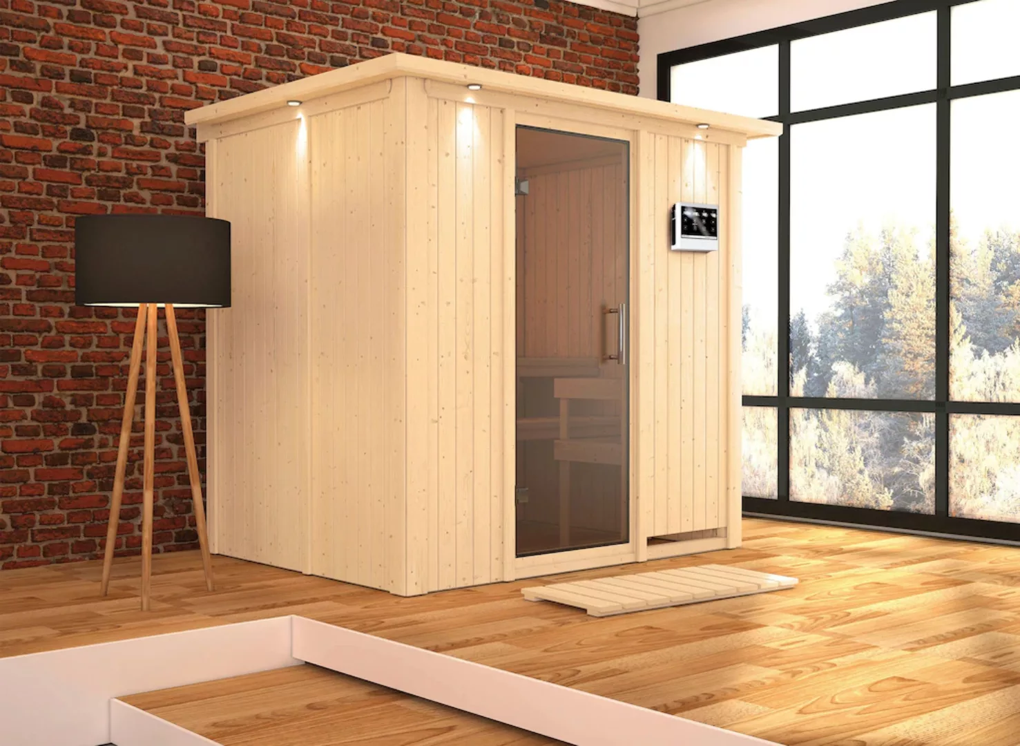 Karibu Sauna »Bedine«, (Set), 9 KW-Bio-Ofen mit externer Steuerung günstig online kaufen