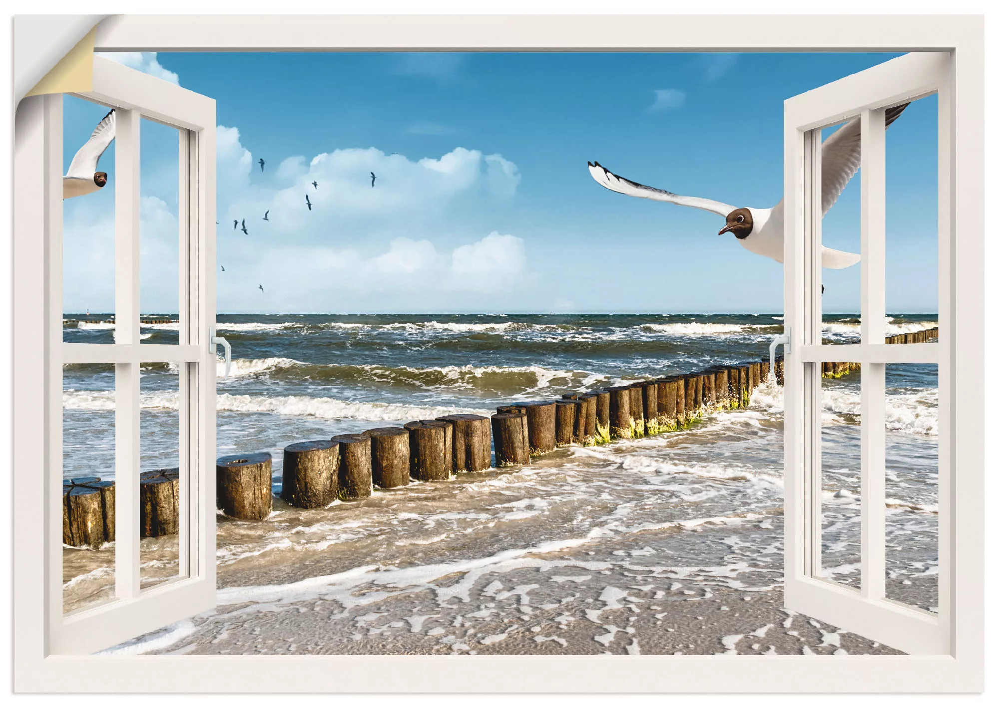 Artland Wandbild "Fensterblick - Ostsee", Fensterblick, (1 St.), als Leinwa günstig online kaufen