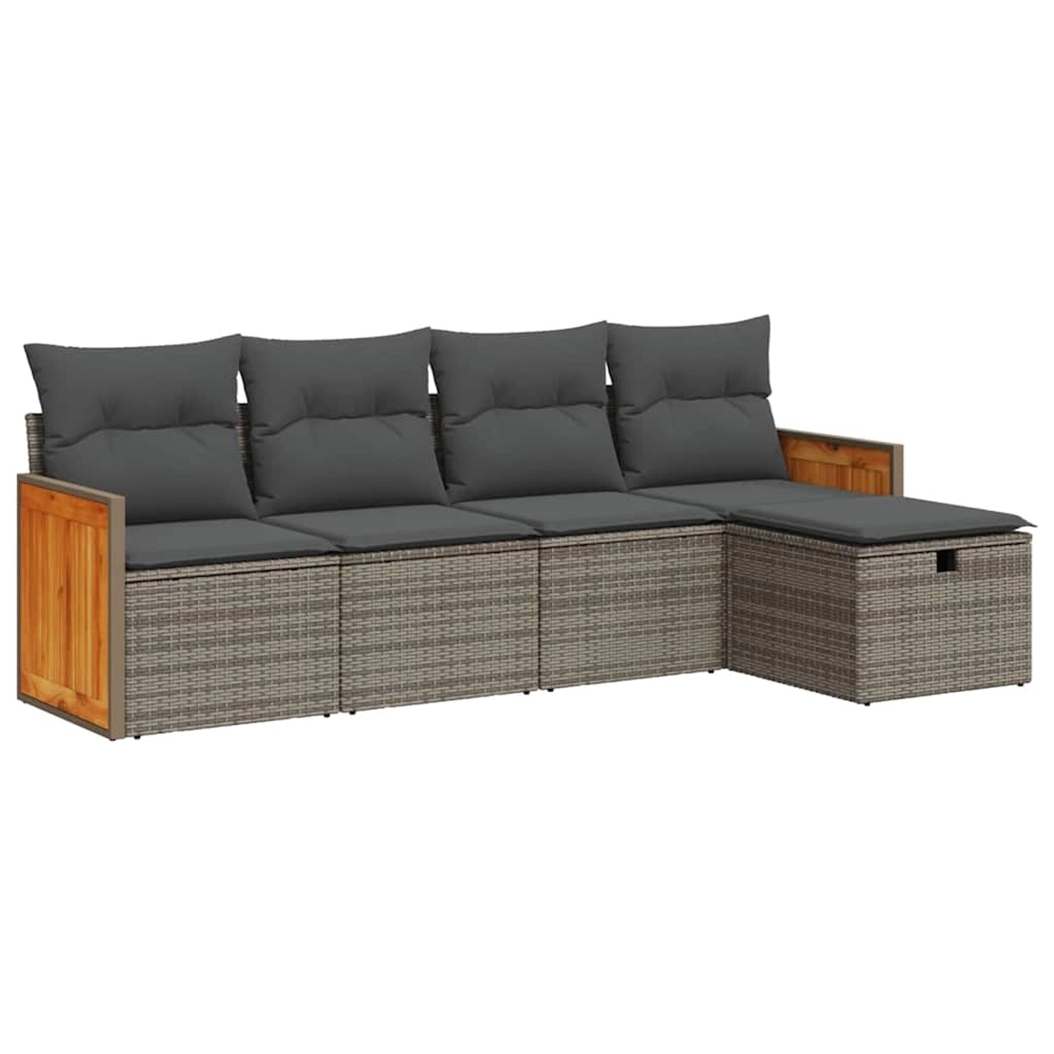 vidaXL 5-Tlg Garten-Sofagarnitur mit Kissen Grau Poly Rattan 3326015 günstig online kaufen