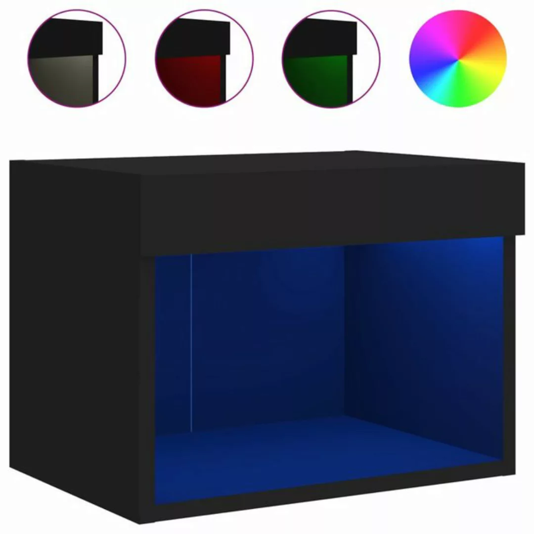 vidaXL TV-Schrank Wand-Nachttisch mit LED-Leuchten Schwarz günstig online kaufen