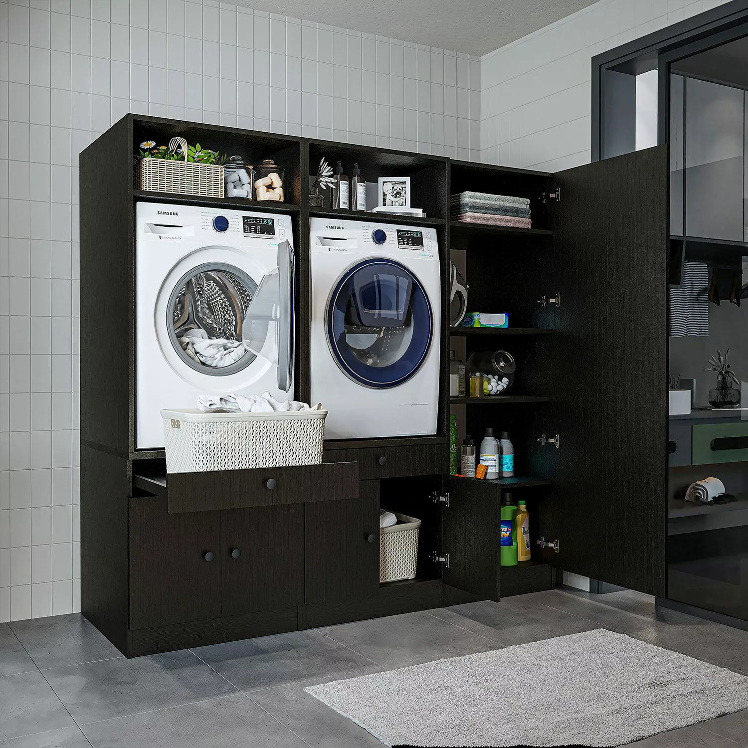 Roomart Waschmaschinenumbauschrank (Waschmaschinenschrank Trocknerschrank m günstig online kaufen