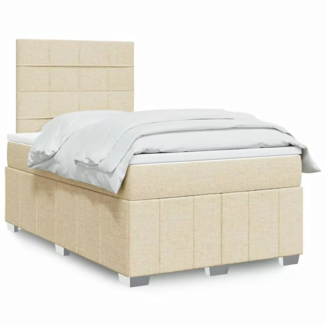 vidaXL Boxspringbett, Boxspringbett mit Matratze Creme 120x190 cm Stoff günstig online kaufen