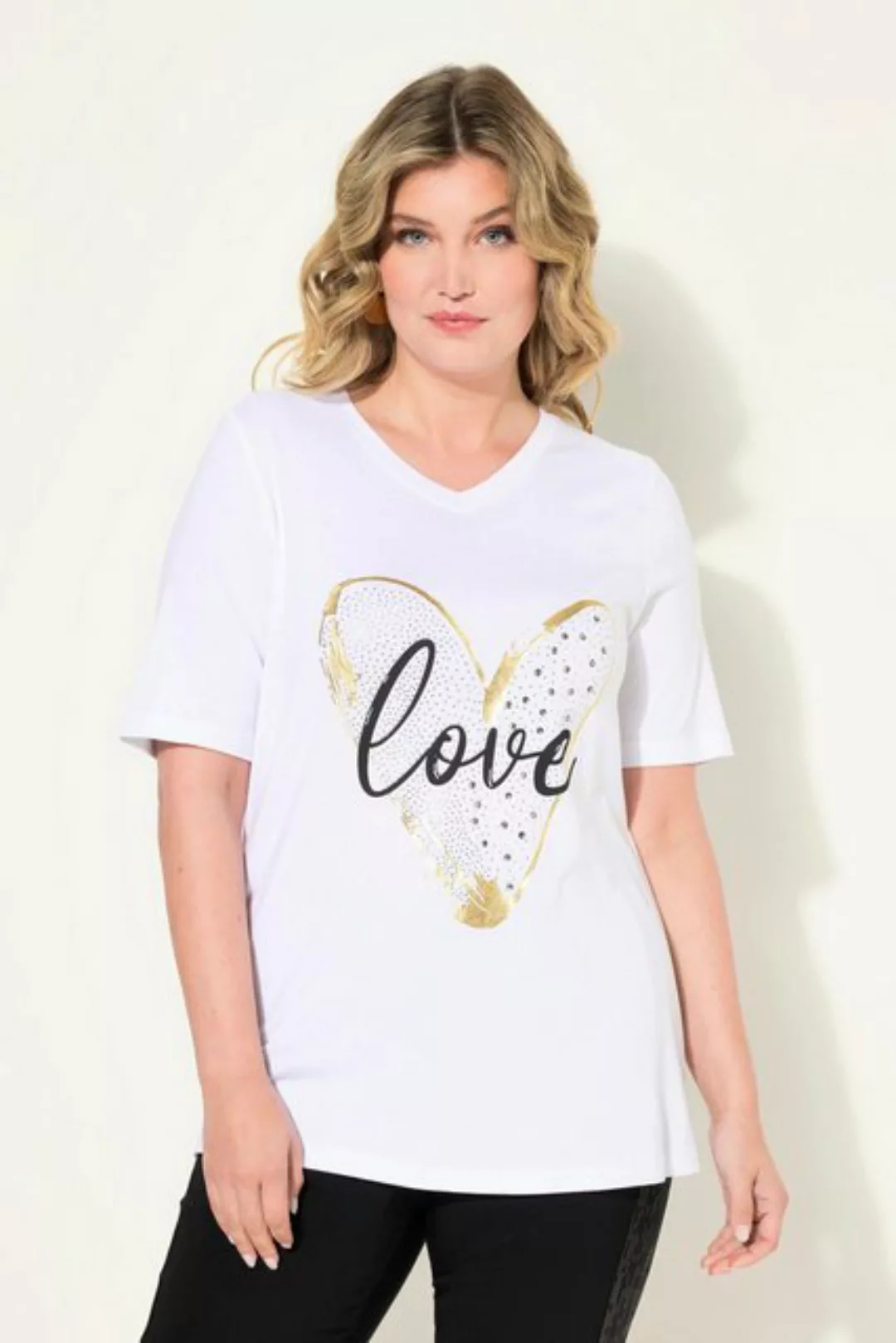 MIAMODA Rundhalsshirt T-Shirt A-Linie LOVE Herz Halbarm günstig online kaufen