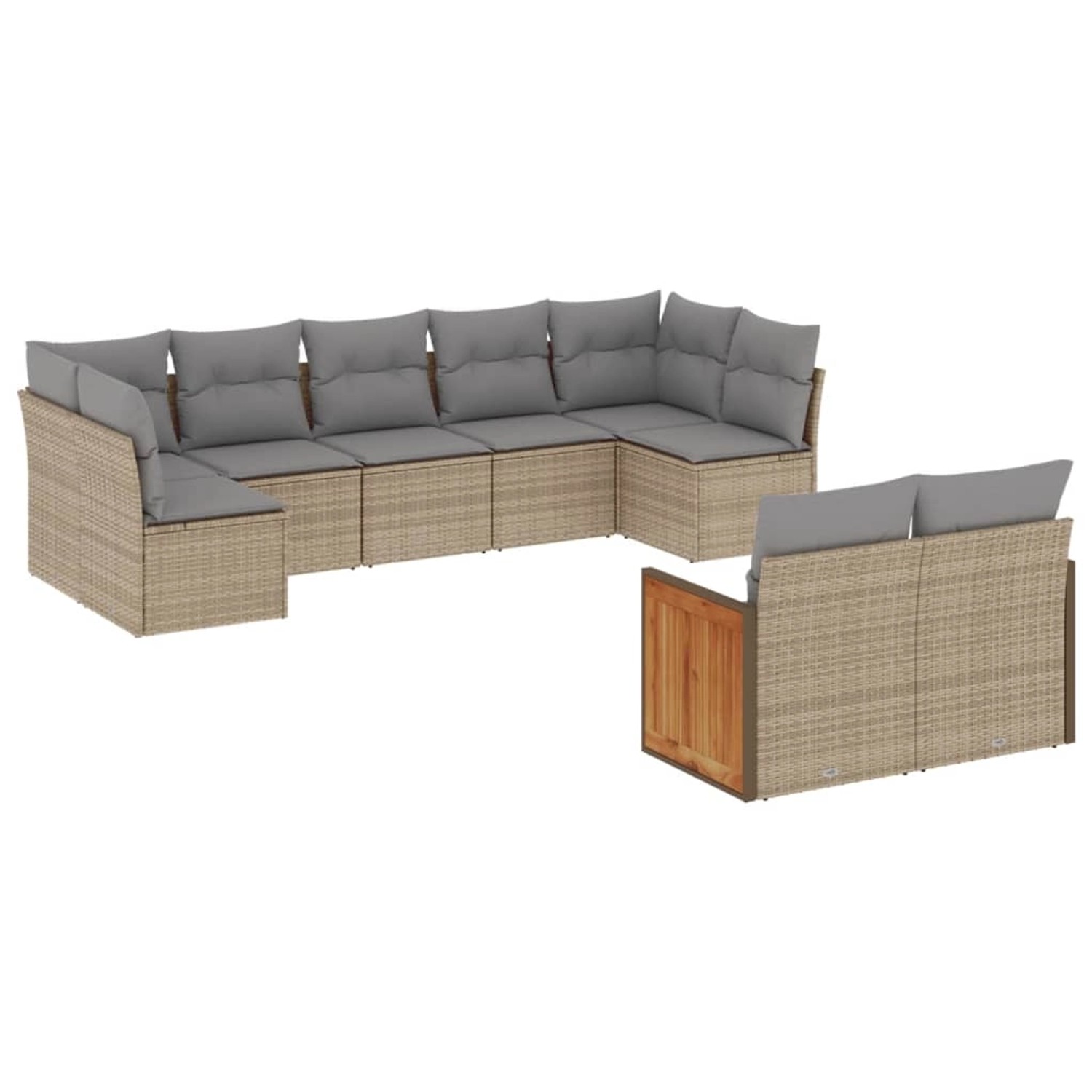 vidaXL 9-tlg Garten-Sofagarnitur mit Kissen Beige Poly Rattan Modell 167 günstig online kaufen