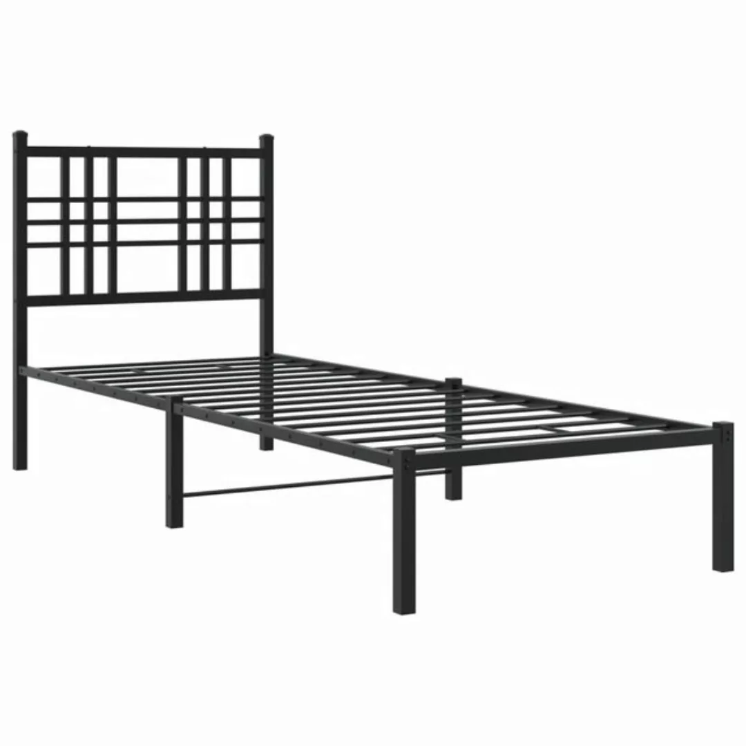 vidaXL Bettgestell, Bettrahmen mit Kopfteil Metall Schwarz 75x190 cm günstig online kaufen